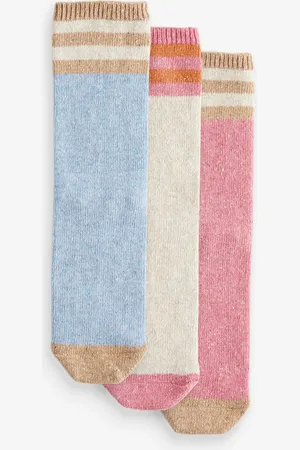 Next /Pink/Ecru Thermal Wool Blend Ankle Socks 3 Pack With Silk