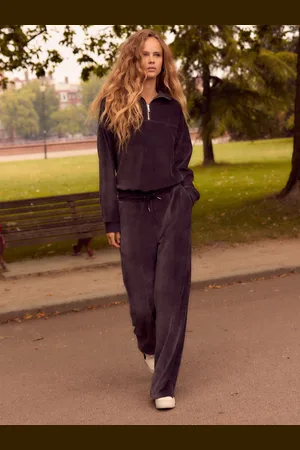 Next Slate Velvet Soft Touch Jersey Wide Leg Co-Ord Jogger Trousers