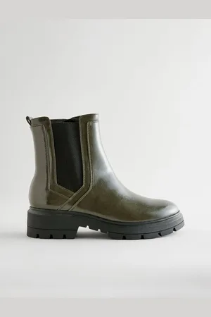 Next Khaki Standard/Wide Fit Forever Comfort Patent Chelsea Boots