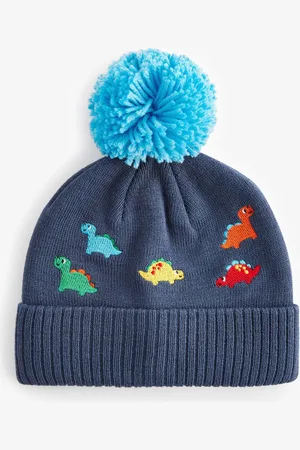 Next Blue Dinosaur Embroidered Character Pom Hat (3mths-10yrs)