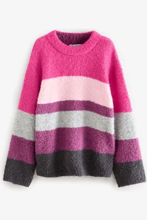 Next Stripe Boucle Knitted Crew Neck Jumper
