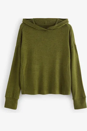 Next Olive Lightweight Jersey Cosy Hoodie