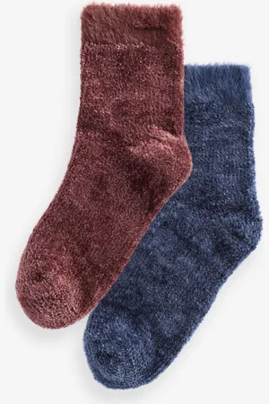 Next Berry Red/ Blue Velvet Cosy Socks 2 Pack