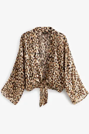 Next Animal Sparkle Tie Front Kimono Cover-Up