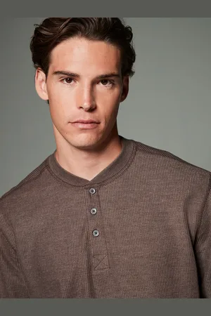 Next Ribbed Textured Long Sleeve Grandad T-Shirt
