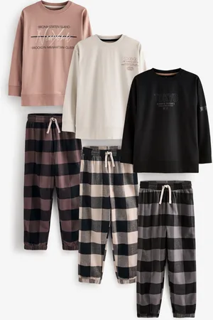 Next Neutral/ Woven Check Pyjamas 3 Pack (3-16yrs)
