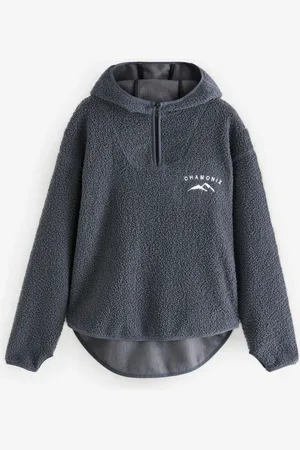 Next Slate Apres Ski Graphic Outdoor Elements Hooded Teddy Borg Quarter Zip Fleece