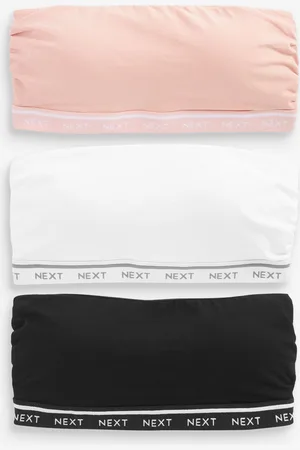 Next /Pink/White Cotton Rich Bandeau Ultimate Comfort Bras 3 Pack