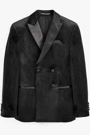 Next Double Breasted Slim Fit Velvet Blazer