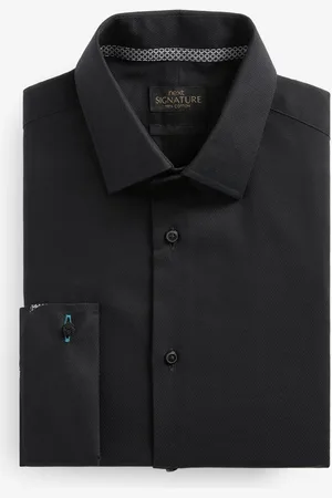 Next Slim Fit 100% Cotton Signature Textured Double Cuff Smart Shirt With Trim Detail
