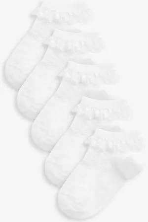 Next 5 Pack Cotton Rich Ruffle Trainer Socks