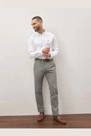 Next Slim Fit Printed Belted Soft Touch Chino Trousers