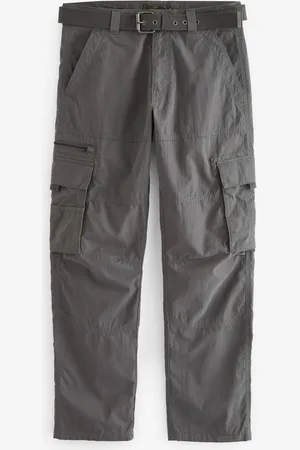 Next Charcoal Belted Tech Cargo Trousers