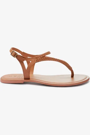 Next Extra Wide Fit Forever Comfort Leather Plait Toe Post Flat Sandals