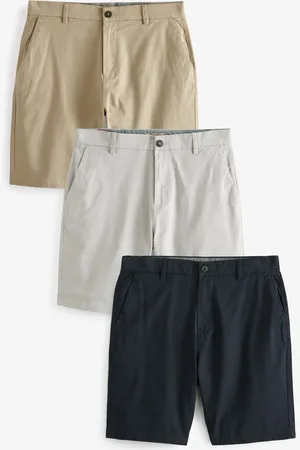 Next Blue/Grey/Stone Straight Fit Stretch Chinos Shorts 3 Pack