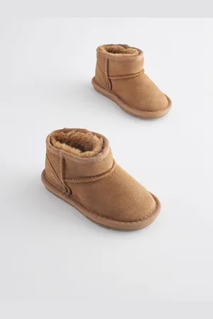 Next Faux Fur Lined Water Repellent Pull-On Suede Boots