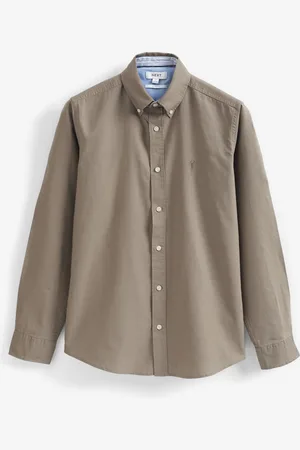 Next Neutral Slim Fit Long Sleeve Oxford Shirt