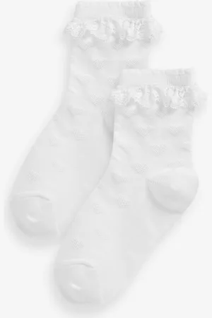 Next 2 Pack Cotton Rich Heart Ruffle Ankle Socks