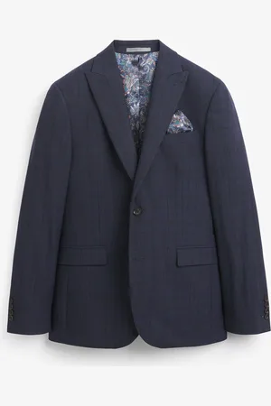 Next Blue Slim Fit Signature Italian Fabric Check Suit: Jacket