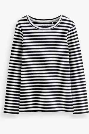 Next /White Stripe Long Sleeve Ribbed Top (3-16yrs)
