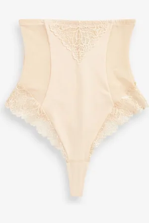 Next Pastel Rose Super High Waist Thong Firm Tummy Control Shaping Briefs
