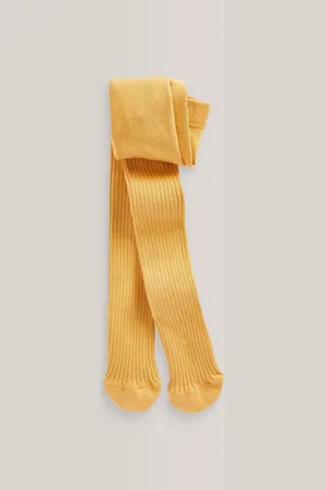 Next Ochre Yellow Cotton Rich Rib Tights
