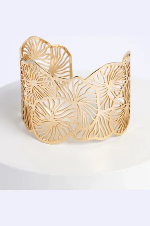 Next Tone Filigree Floral Cuff Bracelet