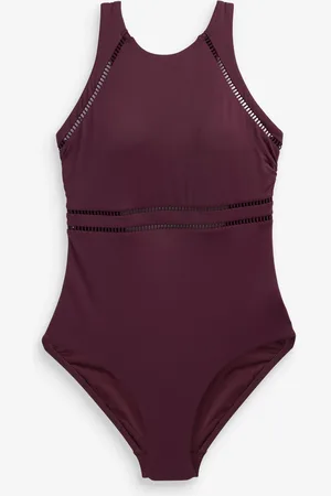 Next Burgundy Red High Neck Tummy Control Shaping Swimsuit