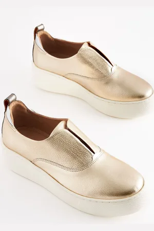 Next Slip On Signature Forever Comfort Leather Chunky Wedge Platform Trainers