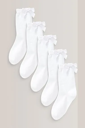Next 5 Pack Cotton Rich Bow Ankle School Socks