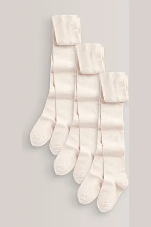 Next Oatmeal Regular Length 3 Pack Cotton Rich School Tights