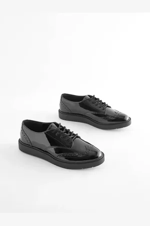 Next Patent Standard/Wide Fit Forever Comfort Brogue Lace Up Chunky Sole Shoes
