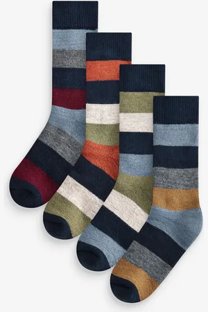 Next Green/ Rugby Stripe Heavyweight Socks 4 Pack