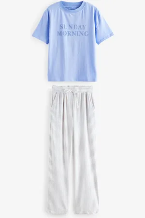 Next Stripe Short Sleeve and Fleece Bottom Pyjamas