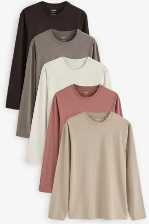 Next Regular Fit Regular Fit Long Sleeve 100% Cotton T-Shirts 5 Pack