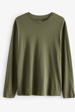 Next Khaki Regular Fit Long Sleeve Crew Neck T-Shirt