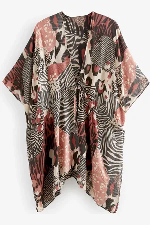 Next Leopard Print Longline Tie Waist Kimono Cover-Up