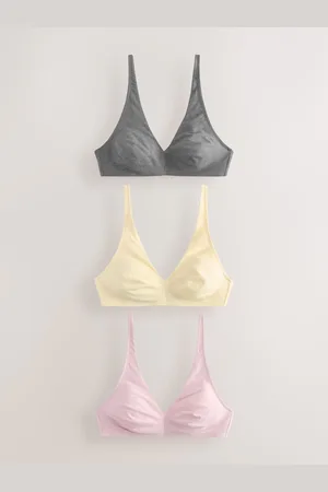 Next Yellow/ Non Pad Non Wire Cotton Blend Ultimate Comfort Bras 3 Pack