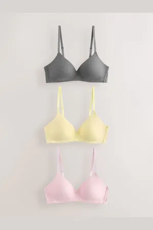 Next Yellow/ Pad Non Wire Cotton Blend Ultimate Comfort Bras 3 Pack
