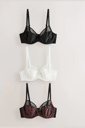 Next Print/Plain DD+ Non Pad Full Cup Bras 3 Pack with Side Support