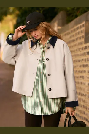Next Contrast Collar Cropped Trench Coat