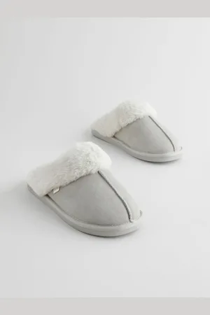 Next Suede Faux Fur Mule Slippers
