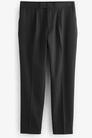 Next Elasticated Waist Regular Fit Pinstripe Half Pleated Trousers
