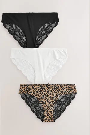 Next Animal/ /White Brazilian No VPL Lace Back Briefs 3 Pack