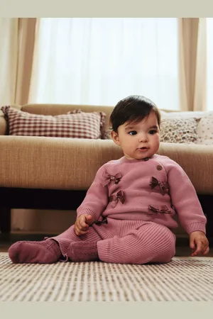 Next 3D Bows Baby Knitted 100% Cotton Jumper and Leggings Set (0mths-2yrs)