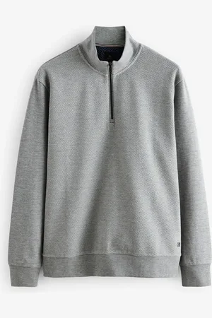 Next Marl Quarter Zip Textured Funnel Sweatshirt