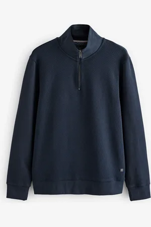 Next Blue Quarter Zip Textured Funnel Sweatshirt