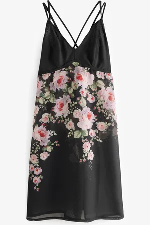 Next Floral Print Sheer Strappy Slip