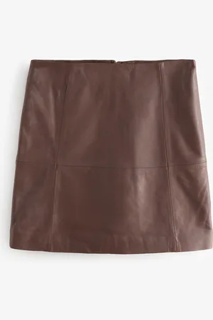 Next Chocolate N. Premium Genuine Leather Mini Skirt