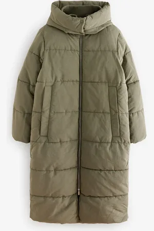 Next Khaki Shower Resistant Padded Hooded Coat